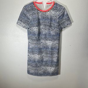 Trina Turk Wave Pattern Mini Dress with Red Trim